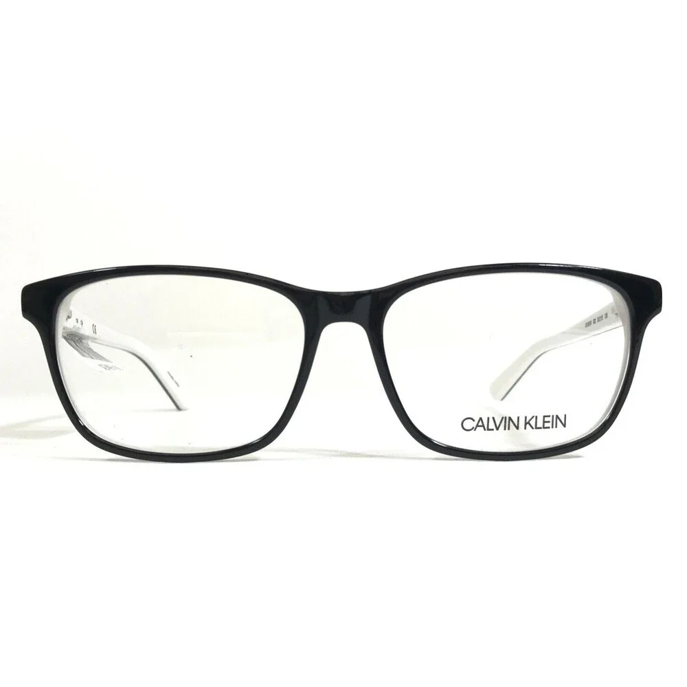 Calvin Klein Eyeglasses Frames CK18515 002 Black White Square Full Rim 53-15-135